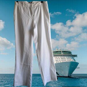 🤑$5 SALE🤑10🚢🏖️ Jacob Fitted White Trousers Vacation Pants